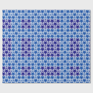 Blauw Bloemmotief Geometrisch Patroon Modern Her Cadeaupapier