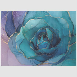 Blauw Bloemmotief in Alcohol Inkt Serie Design #3 Tissuepapier