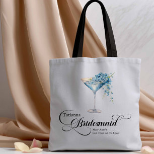 Blauw bloemmotief Martini Bruidsmeisje vrijgezelle Draagtas