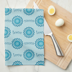 Blauw Bloemmotief Moeder Liefde Patroon Theedoek
