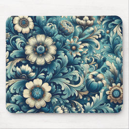Blauw Bloemmotief Muismat