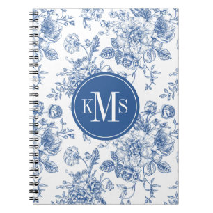 Blauw Bloemmotief Notitieboek