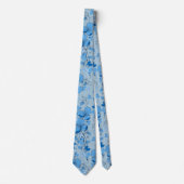 Blauw bloemmotief ontwerp stropdas- Bruiloften/bru Stropdas (Voorkant)