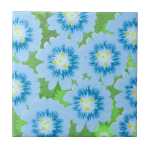 Blauw Bloemmotief Tegeltje
