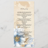 Blauw bloemmotief vintage ceremonieprogramma programma (Achterkant)