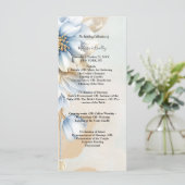 Blauw bloemmotief vintage ceremonieprogramma programma (Staand voorkant)