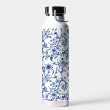 Blauw bloemmotief vintage toile patroon