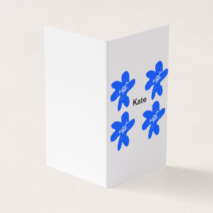 Blauw bloemmotief waterverf naamtekst toevoegen kaart
