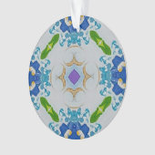 Blauw Bloemmozaïek Acryl Ornament (voorkant)