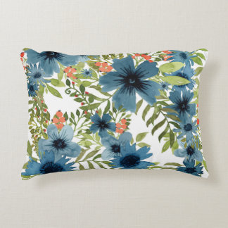 Blauw bloempatroon accent kussen