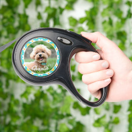 Blauw Bloempatroon Gepersonaliseerde Foto Pet Leas