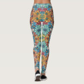 Blauw bloempatroon leggings (Achterkant)