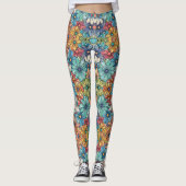 Blauw bloempatroon leggings (Voorkant)