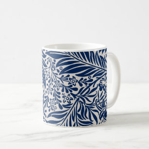blauw bloempatroon met diverse bladeren en bloesem koffiemok