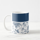 Blauw Bloempatroon & Naam Gepersonaliseerd Koffiemok (Links)