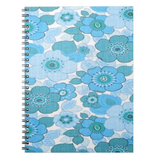 Blauw bloempatroon notitieboek (Voorkant)