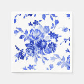  blauw bloempatroon servet (Voorkant)