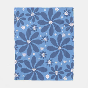 Blauw bloempatroon – stijlvolle toegang fleece deken