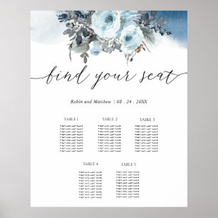 Blauw bloemstuk 5 Tafel of minder zitplaatskaart b Poster