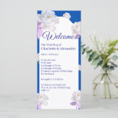 Blauw Bloemstuk Bruiloftsprogramma (Staand voorkant)