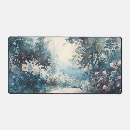 Blauw bloemthema bureaumat (Voorkant)