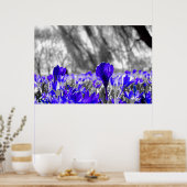Blauw bloemveld poster (Keuken)