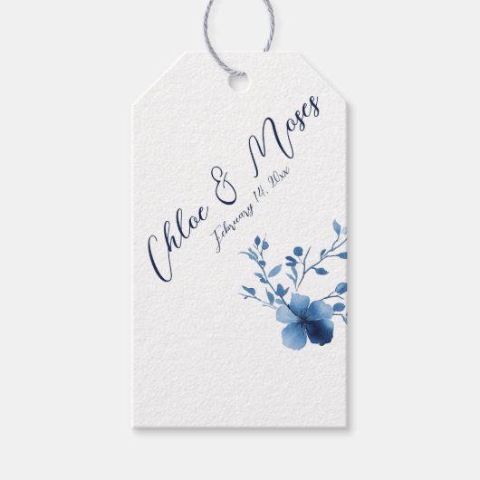 Blauw, Bloesem Bloesem, klein, Cadeaulabel (Voorkant)