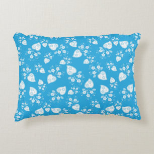 Blauw bloesem hart met bloemen patroon accent kussen