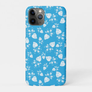 Blauw bloesem hart met bloemen patroon iPhone 11 pro hoesje