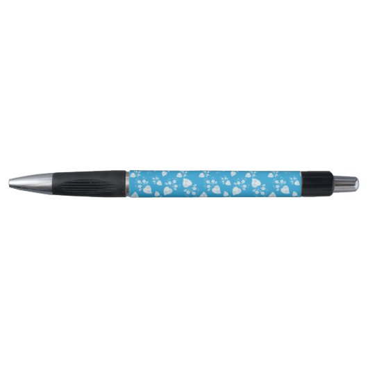 Blauw bloesem hart met bloemen patroon pen (Voorkant)