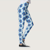 Blauw bloespatroon Aangepaste Leggings (Rechts)
