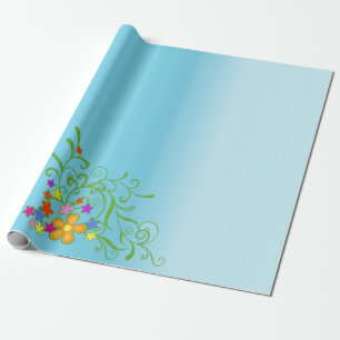 Blauw Boeket Cadeaupapier