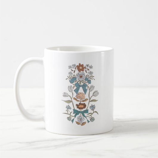 Blauw Boho Bloemenlint Koffiemok (Links)