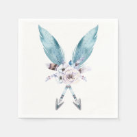 Blauw Boho Boheemse Pijlen Veer Bloem Feest