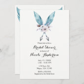 Blauw Boho Bohemian Arrows Veer Bloemen Party Kaart (Voorkant / Achterkant)