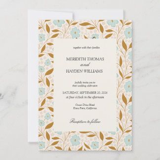 Blauw Boho Botanische bruiloft Kaart