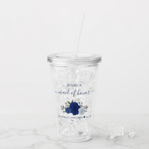 Blauw Boho Chic Rozen Elegante Trouwgetuige Bruilo Acryl Drinkbeker