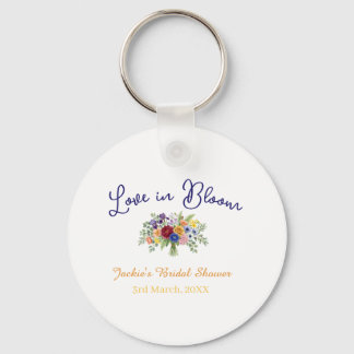 blauw boho liefde in bloei bruidsfeest naam retro sleutelhanger