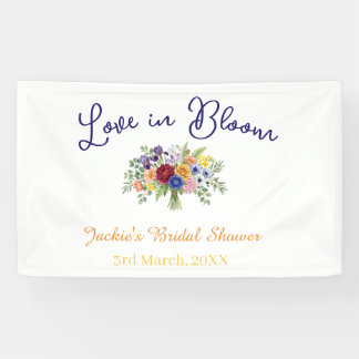 blauw boho liefde in bloei bruidsfeest naam retro spandoek