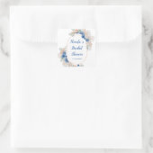 Blauw Boho Pampas Gras Bruidsmeisje Borrel Vierkante Sticker (Tas)