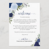 Blauw Boho Rozen Bruiloft Welkom & Reisprogramma Programma (Voorkant)