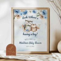 Blauw Boho Uil Baby Shower