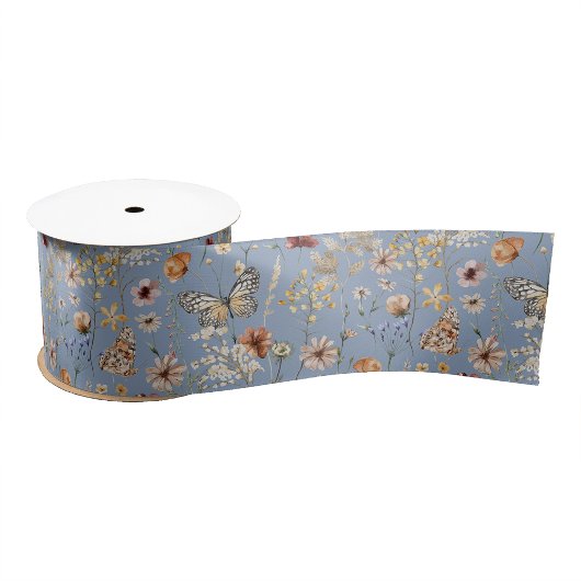Blauw Boho Wilde Bloem Lint