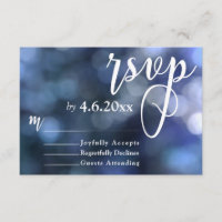 Blauw Bokeh Licht & Typografie 32 Bruiloft RSVP