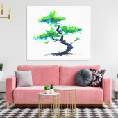 Blauw Bonsai Waterverf Canvas afdrukken (Insitu (Woonkamer))