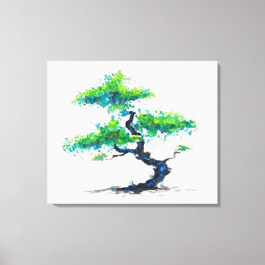 Blauw Bonsai Waterverf Canvas afdrukken (Voorkant)
