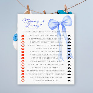 Blauw boog baby shower mama of papa spel