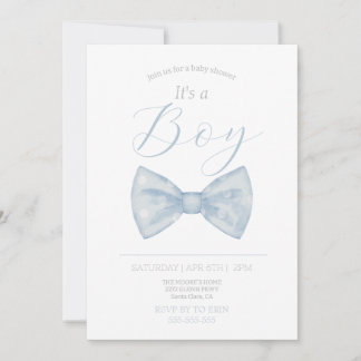 Blauw boog stropdas het is jongen baby shower uitn kaart