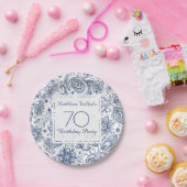 Blauw  Bord 70e verjaardag op jaarpapier (Feest)