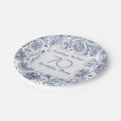 Blauw  Bord 70e verjaardag op jaarpapier (Gekanteld)